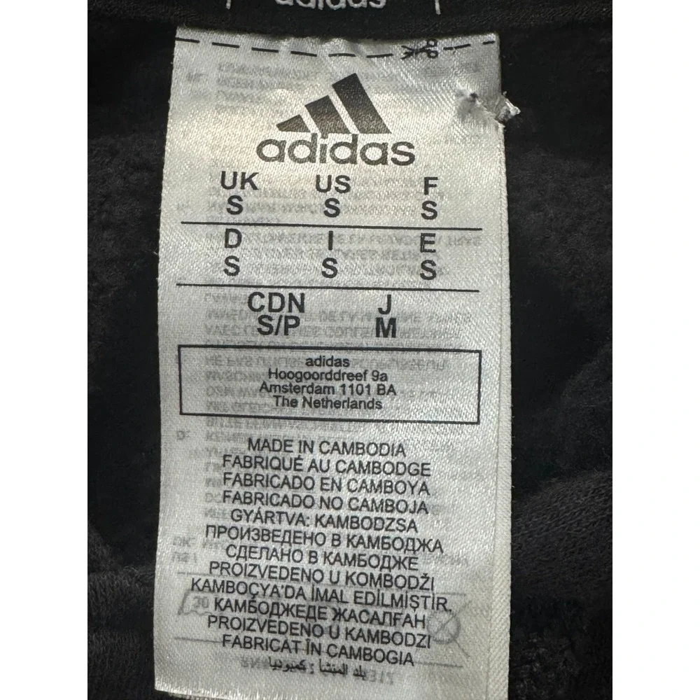 Adidas Men's Fleece Hoodie Small Black Pullover Logo‎ Sleeve S97363